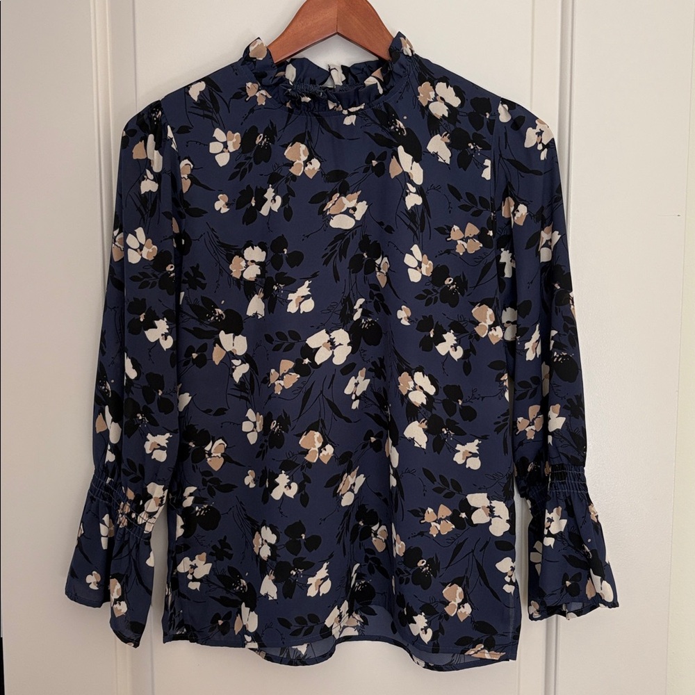 Veronica M floral ruffle sleeve blouse